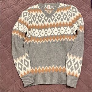 Geometric Pattern Gray Sweater (S)
